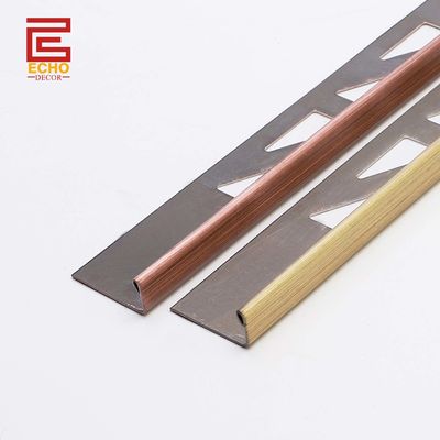 गुणवत्ता  Outdoor Straight Stainless Steel Tile Trim Flat Metal Edge Trim 10mm फैक्टरी